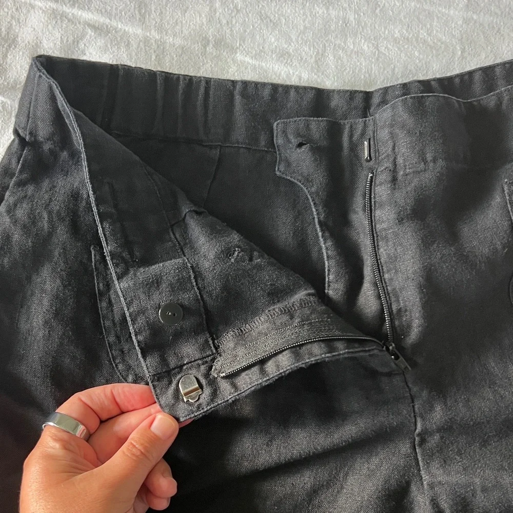 J. Jill Black 100% Linen Crop Trousers Sz 12P - Picture 5 of 9